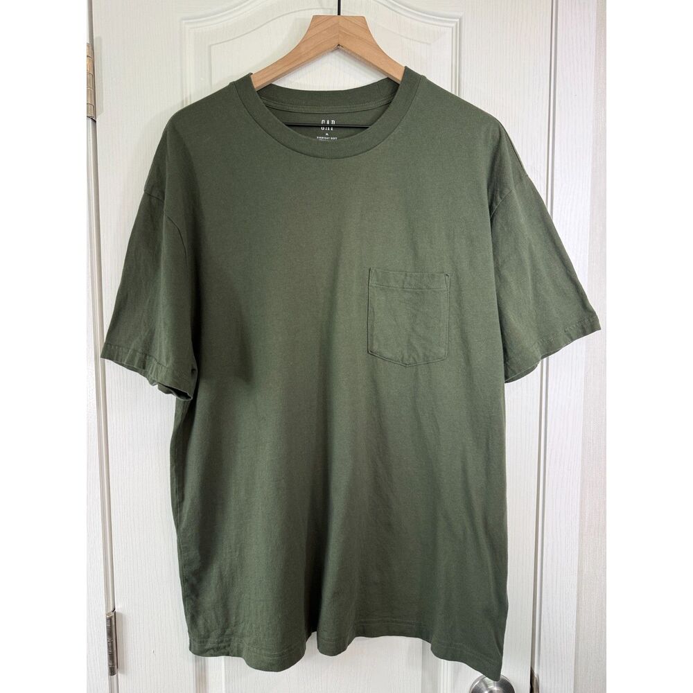 GAP Men’s XL Everyday Soft Original Fit Pocket T-Shirt Deep Green Cotton